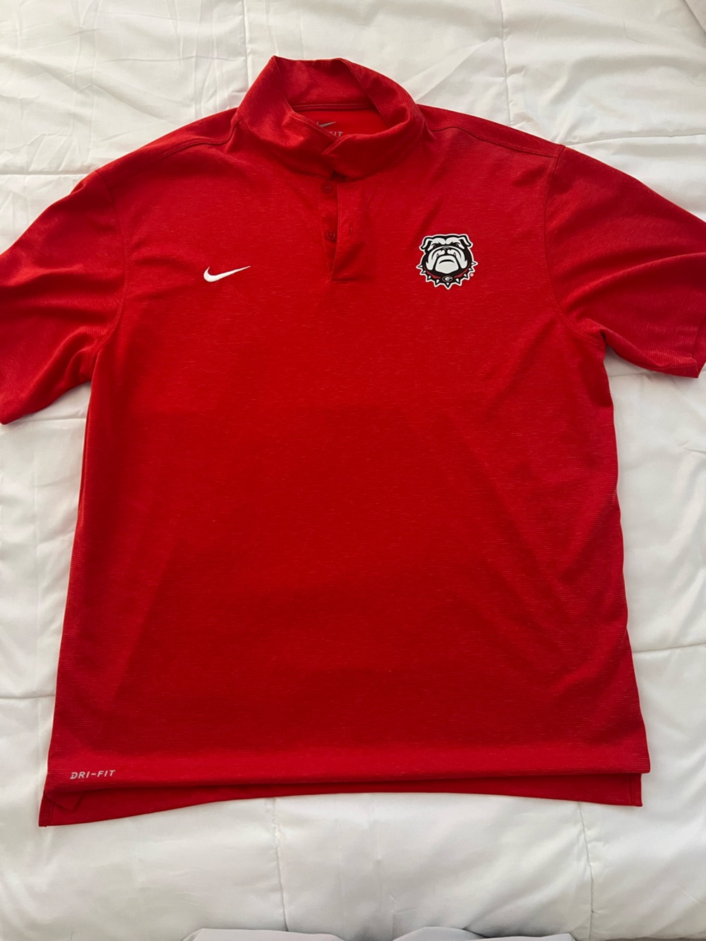 Nike Red Men’s Short-Sleeve Polo with Embroidered Crest